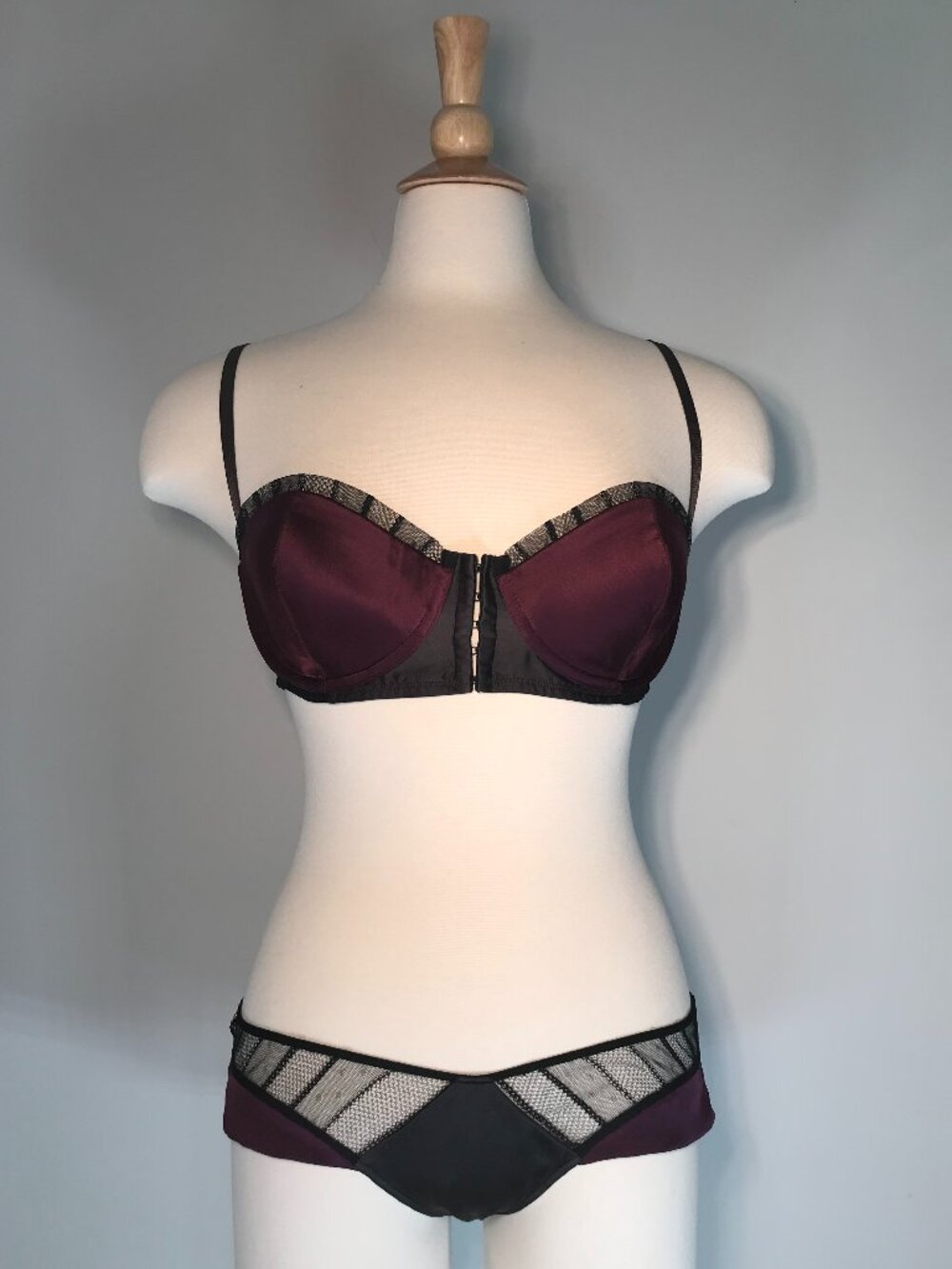VINTAGE KIKI DE MONTPARNASSE Bordeux/Chocolate MUSE Corselette Bra Set